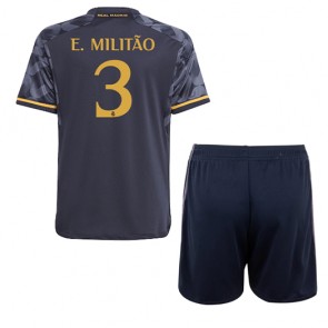 Real Madrid Eder Militao #3 Replica Away Stadium Kit for Kids 2023-24 Short Sleeve (+ pants)